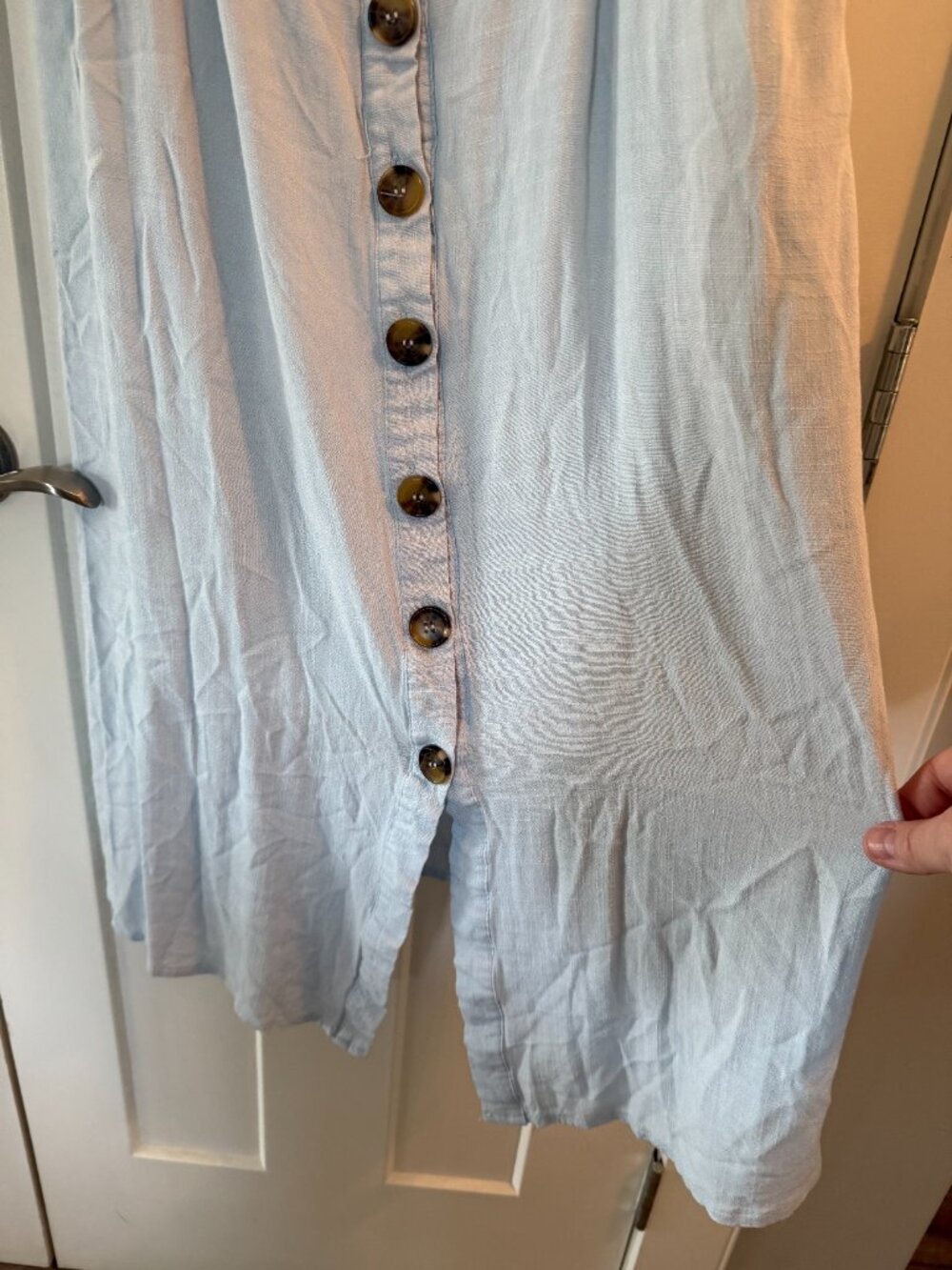 Studio 94 L/XL Ladies Light Blue Cotton Dress Button Down Front - Picture 4 of 6
